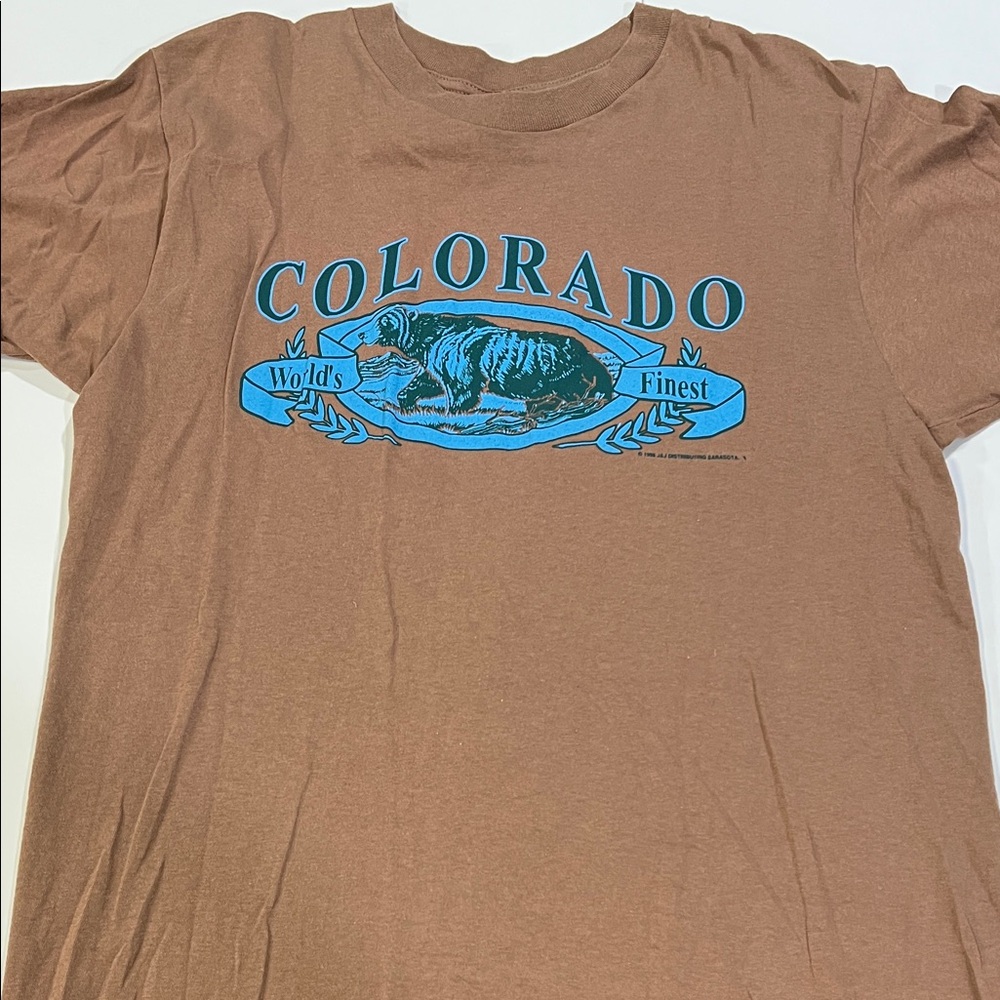 Colorado Graphic Brown T-Shirt - vintage single stitch, large